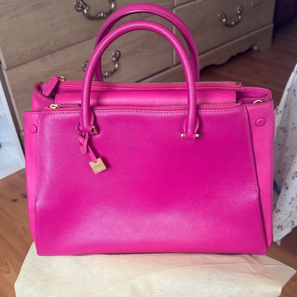 Mcm Hot Pink Leather Top-Handle Satchel